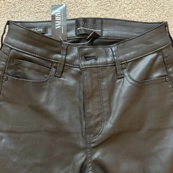 NWT WHBM Coated Kick Flare Jean in Vegas Coated Black size 00 - Picture 7 of 13